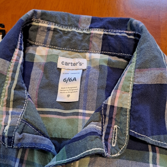 Boys Green/Blue Button-Down Plaid Short Sleeve Size 6 *Same Day Shipping* - Picture 5 of 8